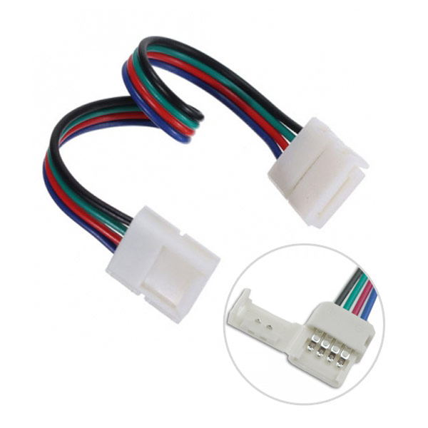 LED 5050 RGB Strip Light Connector 4 Conductor 10 mm Wide Strip to Strip Jumper